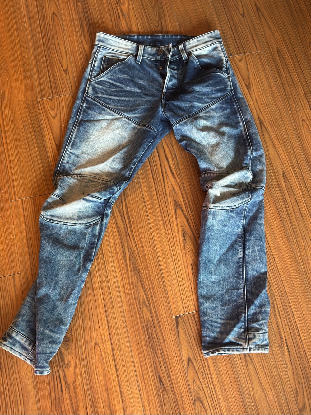 Men's Washed Blue Moto-Style Jeans G-Star Raw 5620 3D taper